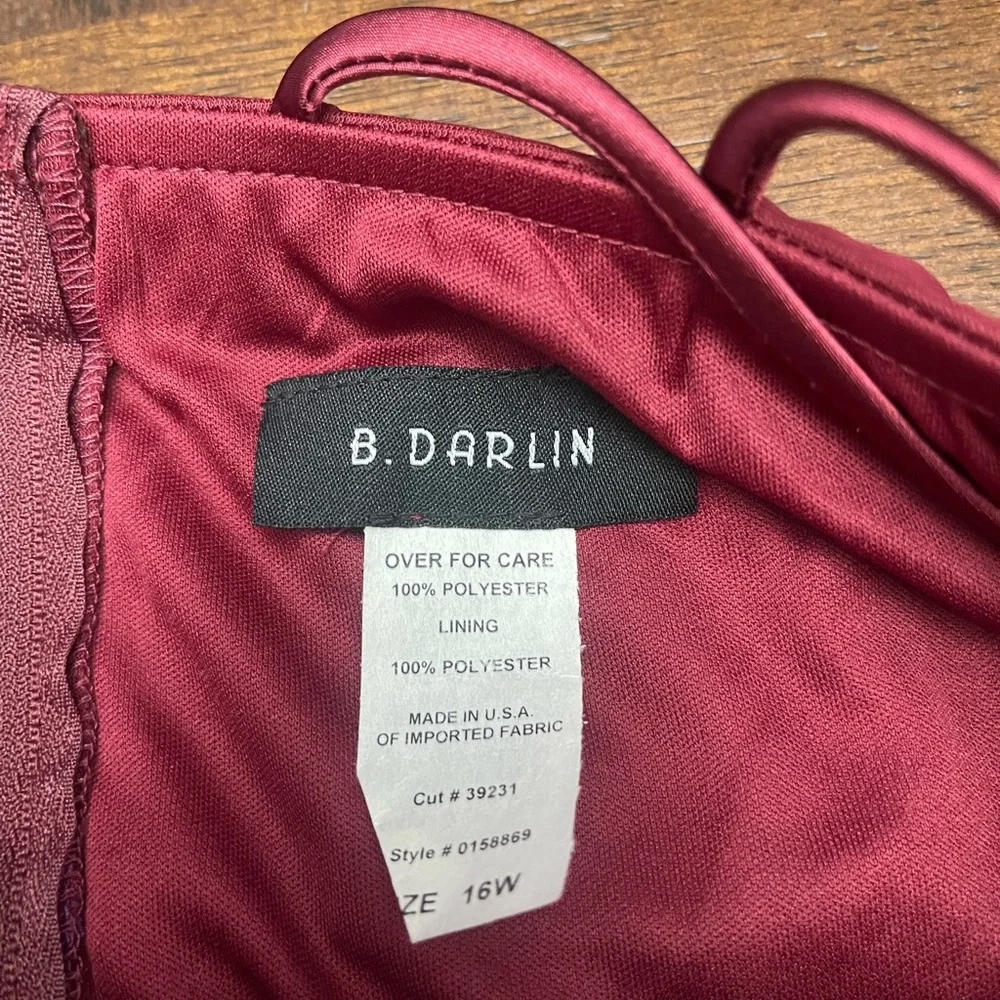 B Darlin Burgundy Lace Prom Dress - Picture 7 of 7